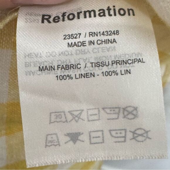 Reformation Nia Linen Open Back Midi Dress in Dandelion Check - Picture 10 of 10